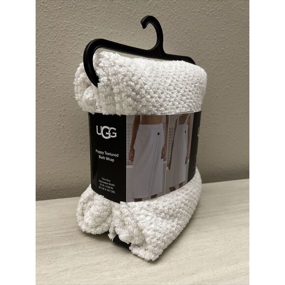 UGG Unisex Poppy Textured Bath Wrap One Size Adjustable 32 X 58” WHITE NEW!! - Picture 3 of 8